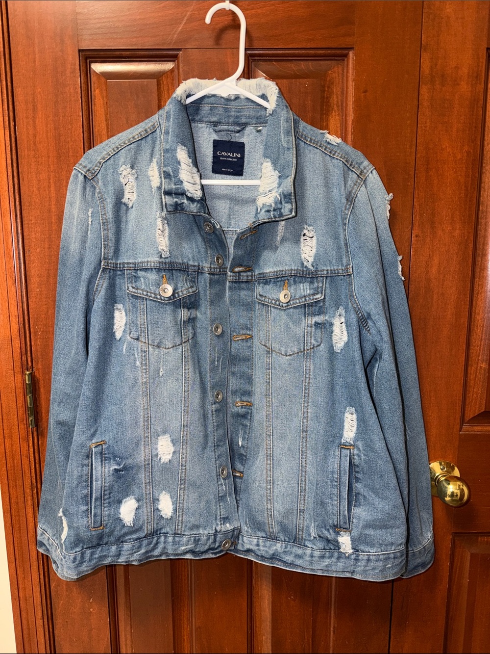 Cavalini Light Blue Distressed Denim Jacket - Women's